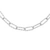 Collier en argent rhodi&eacute; grande maille rectangulaire diamant&eacute;e 38+5cm