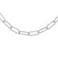 Colliers sur Artemare : Collier en argent rhodi&eacute; grande maille rectangulaire diamant&eacute;e 38+5cm