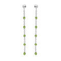 Boucles d'oreille sur Artemare : Boucles d'oreille en argent rhodi&eacute; cha&icirc;nette avec olives couleur vert transparent et fermoir poussette