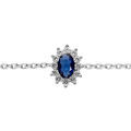 Bracelet en argent rhodi&eacute; cha&icirc;ne avec oxyde bleu royal contour en oxydes blancs 16+3cm