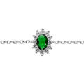 Bracelets sur Artemare : Bracelet en argent rhodi&eacute; cha&icirc;ne avec oxyde vert contour en oxydes blancs 16+3cm
