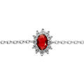 Bracelet en argent rhodi&eacute; cha&icirc;ne avec oxyde rouge contour en oxydes blancs 16+3cm Artemare