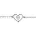 Bracelets sur Artemare : Bracelet en argent platin&eacute; cha&icirc;ne avec coeur et oxyde blanc 14+3cm