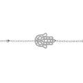 Bracelet en argent rhodi&eacute; cha&icirc;ne avec fines boules et Main de Fatma 15+3cm