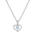 Colliers sur Artemare : Collier en argent platin&eacute; cha&icirc;ne avec pendentif coeur et oxyde bleu ciel 35+5cm