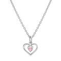 Colliers sur Artemare : Collier en argent platin&eacute; cha&icirc;ne avec pendentif coeur et oxyde rose 35+5cm