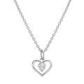 Collier enfant en argent platin&eacute; cha&icirc;ne avec pendentif coeur et oxyde blanc 35+5cm