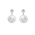 Boucles d'oreille en argent rhodi&eacute; anneau suspendu ajour&eacute;e 15mm motif feuillage et fermoir poussette