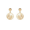 Boucles d'oreille en argent et dorure jaune anneau suspendu ajour&eacute;e 15mm motif feuillage et fermoir poussette Artemare