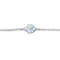 Bracelet en argent rhodi&eacute; cha&icirc;ne avec oxyde bleu clair forme coeur et 1 oxyde blanc 16+3cm