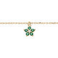 Bracelet en argent et dorure rhodi&eacute; cha&icirc;ne avec pampille fleur en oxydes vert 15+3cm Artemare