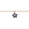 Bracelet en argent et dorure rhodi&eacute; cha&icirc;ne avec pampille fleur en oxydes bleu 15+3cm Artemare