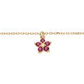 Bracelet en argent et dorure rhodi&eacute; cha&icirc;ne avec pampille fleur en oxydes framboise 15+3cm Artemare