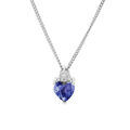 Collier en argent rhodi&eacute; cha&icirc;ne avec pendentif oxyde bleu fonc&eacute; forme coeur et oxyde blanc 42+3cm