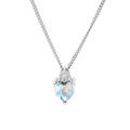Collier en argent rhodi&eacute; cha&icirc;ne avec pendentif oxyde bleu ciel forme coeur et oxyde blanc 42+3cm Artemare