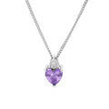 Collier en argent rhodi&eacute; cha&icirc;ne avec pendentif oxyde violet forme coeur et oxyde blanc 42+3cm Artemare