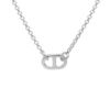 Collier en argent platin&eacute; cha&icirc;ne maille fantaisie et pendentif grande maille marine 40+5cm