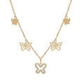 Collier en argent et dorure jaune cha&icirc;ne avec pampilles papillon 40+5cm