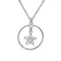 Colliers sur Artemare : Collier en argent rhodi&eacute; cha&icirc;ne avec pendentif anneau suspendu et &eacute;toile en oxydes blancs 40+5cm