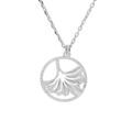 Collier en argent rhodi&eacute; cha&icirc;ne avec pendentif anneau ajour&eacute;e 15mm et motif feuille 40+5cm Artemare