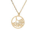 Colliers sur Artemare : Collier en argent et dorure jaune cha&icirc;ne avec pendentif anneau ajour&eacute;e 15mm et motif feuille 40+5cm