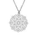 Colliers sur Artemare : Collier en argent rhodi&eacute; cha&icirc;ne avec pendentif mandala ajour&eacute; 23mm 40+5cm