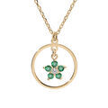 Collier en argent et dorure jaune cha&icirc;ne avec pendentif anneau et &eacute;toile d'oxydes vert 40+5cm