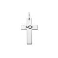Pendentif en argent rhodi&eacute; croix avec gravure Ichthus symbole du poisson Artemare