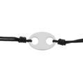 Bracelets sur Artemare : Bracelet junior en acier cordon noir et grain de caf&eacute; lisse au centre 15+3cm