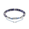 Bracelet en acier avec pierres Sodalite v&eacute;ritable mont&eacute;es sur cordon bleu coulissant
