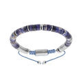 Bracelet en acier avec pierres Sodalite v&eacute;ritable mont&eacute;es sur cordon bleu coulissant Artemare