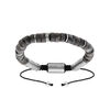 Bracelet en acier avec pierres Labradorite v&eacute;ritable mont&eacute;es sur cordon noir coulissant