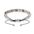 Bracelet en acier avec pierres Howlite v&eacute;ritable mont&eacute;es sur cordon noir coulissant