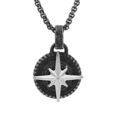 Collier en acier cha&icirc;ne avec pendentif rond patin&eacute; motif &eacute;toile du nord 55+10cm Artemare