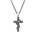 Collier en acier patin&eacute; cha&icirc;ne avec pendentif croix et serpent enroul&eacute; 50+10cm Artemare