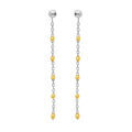 Boucles d'oreille sur Artemare : Boucles d'oreille en argent rhodi&eacute; cha&icirc;nette avec olives couleur jaune transparent et fermoir poussette