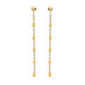 Boucles d'oreille en argent et dorure jaune cha&icirc;nette avec olives couleur jaune transparent et fermoir poussette Artemare