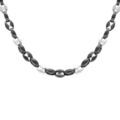 Collier en acier et PVD noir maille grain de caf&eacute; 50+5cm