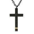 Colliers sur Artemare : Collier en acier et PVD noir et jaune cha&icirc;ne avec pendentif grande croix et oxydes noirs 50+5cm
