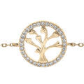 Bracelet en vermeil cha&icirc;ne avec motif arbre de vie et contour oxydes blancs sertis 16+3cm Artemare