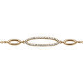 Bracelet en vermeil cha&icirc;ne avec 3 anneaux allong&eacute;s et oxydes blancs 16+2cm