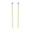Boucles d'oreille en argent rhodié chaînette avec olives couleur jaune fluo et fermoir poussette Boucles d'oreille sur Artemare : Boucles d'oreille en argent rhodié chaînette avec olives couleur jaune fluo et fermoir poussette