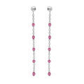 Boucles d'oreille sur Artemare : Boucles d'oreille en argent rhodi&eacute; cha&icirc;nette avec olives couleur framboise transparent et fermoir poussette