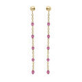 Boucles d'oreille sur Artemare : Boucles d'oreille en argent et dorure jaune cha&icirc;nette avec olives couleur framboise transparent et fermoir poussette