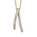 Collier en vermeil cha&icirc;ne avec pendentif2 brins lisse et avec oxydes blancs sertis 40+4cm