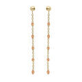 Boucles d'oreille sur Artemare : Boucles d'oreille en argent et dorure jaune cha&icirc;nette avec olives couleur orange transparent et fermoir poussette