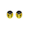 Boucles d'oreille pour enfant en argent coccinelle jaune et point noir fermoir poussette Artemare