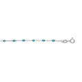 Bracelet en argent rhodi&eacute; cha&icirc;ne avec olives couleur bleu transparent 15+3cm