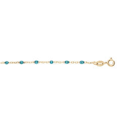 Bracelet en argent et dorure jaune cha&icirc;ne avec olives couleur bleu transparent 15+3cm