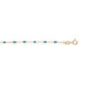 Bracelet en argent et dorure jaune cha&icirc;ne avec olives couleur bleu transparent 15+3cm Artemare
